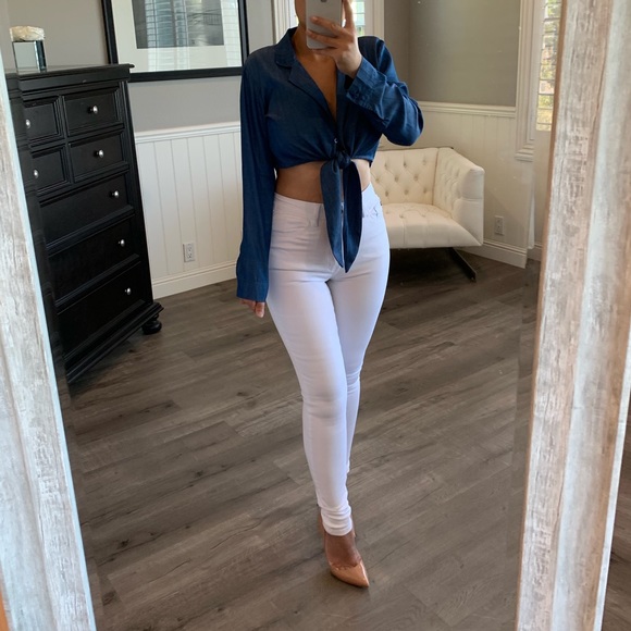 Chambray Tie Top - Picture 2 of 7